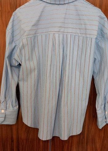 Mavi Düğmeli Uzun Kollu Kadın Gömlek - Görsel 3