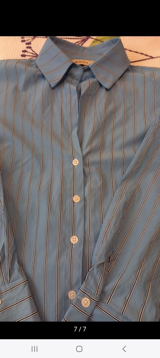 Mavi Düğmeli Uzun Kollu Kadın Gömlek - Görsel 4