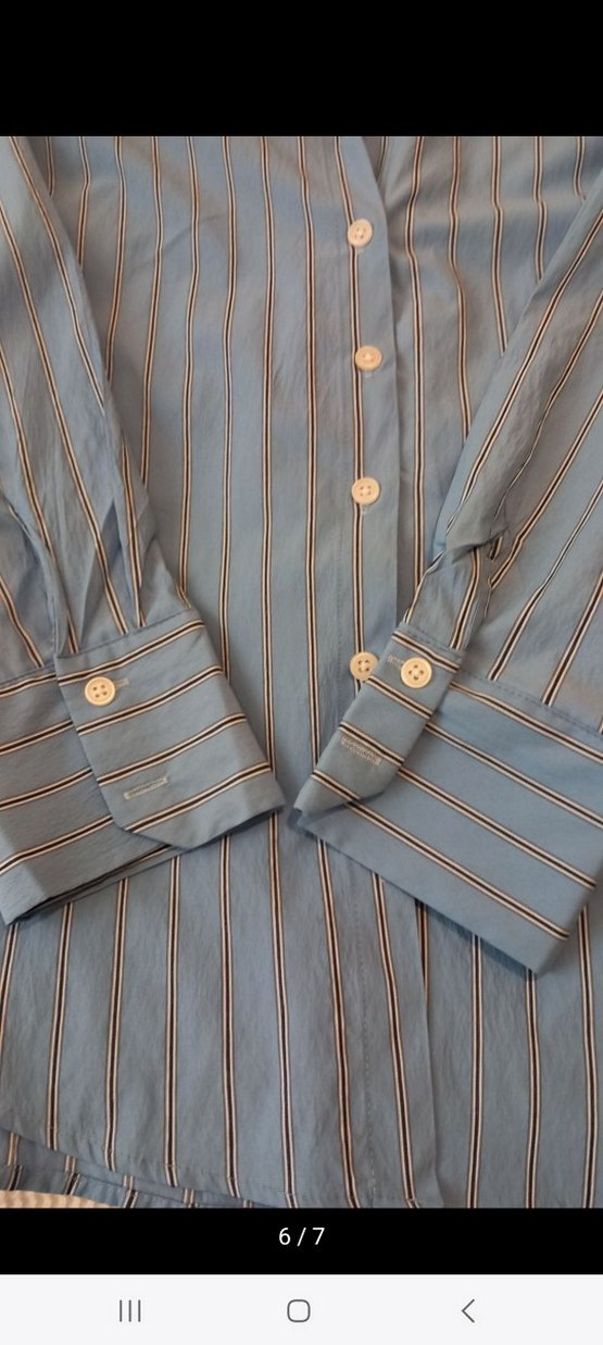 Mavi Düğmeli Uzun Kollu Kadın Gömlek - Görsel 5