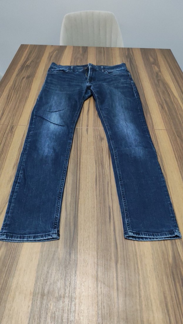 Erkek Gri Mavi Bol Kesim Midi Kot Pantolon - Görsel 2