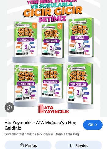 Gıcır Gıcır 3. Sınıf Soru Seti Ata Yayıncılık