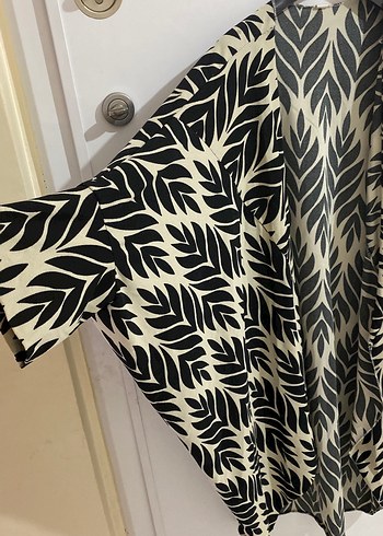 Diğer Siyah Zebra Desenli Uzun Bohem Kadın Kimono