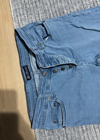 Düğmeli Erkek Mavi Denim Pantolon - Görsel 2