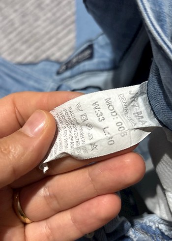 Düğmeli Erkek Mavi Denim Pantolon - Görsel 8