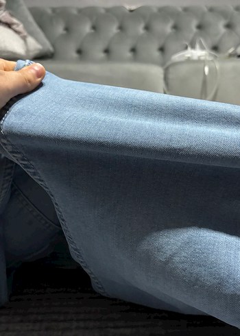 Düğmeli Erkek Mavi Denim Pantolon - Görsel 7