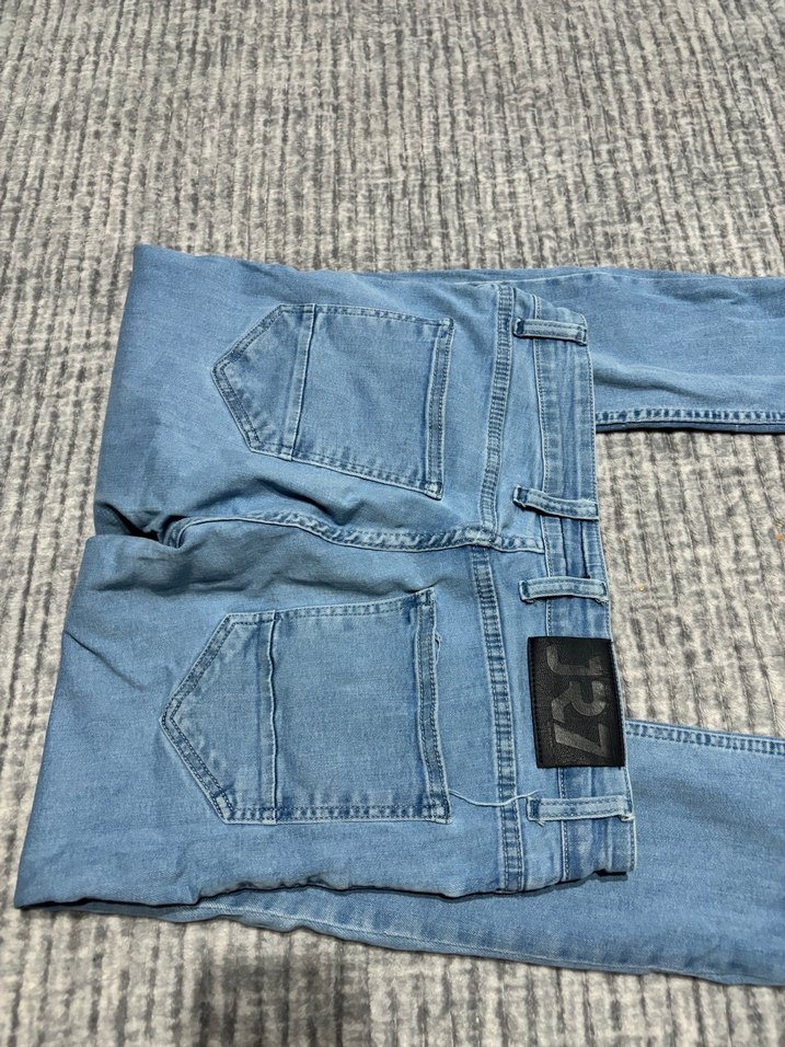 Düğmeli Erkek Mavi Denim Pantolon - Görsel 3