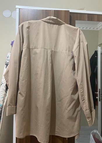 Bej Düğmeli Uzun Kollu Kadın Gömlek - Görsel 2