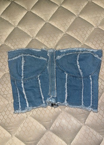 zara Denim Straplez Mini Bustiyer