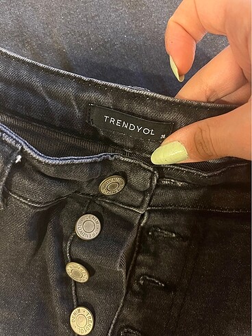 38 Beden trendyolmilla siyah önden düğmeli flare jean
