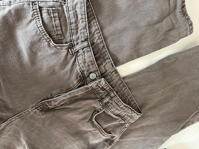 Diğer kahverengi geniş paça kot pantolon