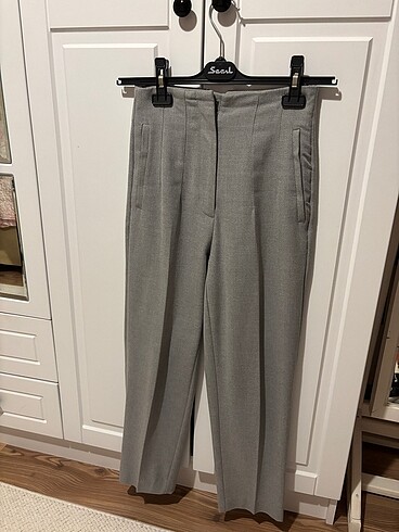 Zara Zara pensli yüksek bel gri pantolon