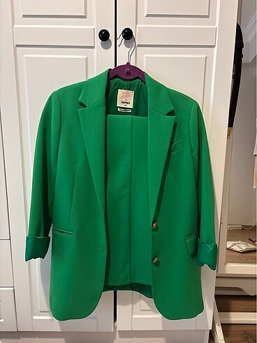 Yeşil blazer ceket/pantolon takım
