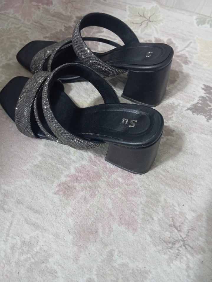 Gri abiye kaymaz taban abiye terlik - Görsel 5