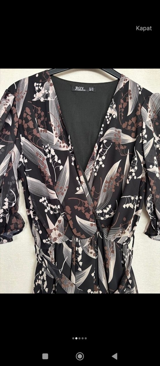 Mor Desenli Uzun şifon Kadın Elbise - Görsel 2