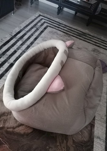 Bej Pastel Kedi Tırmalama Direği evi mama kabı - Görsel 3