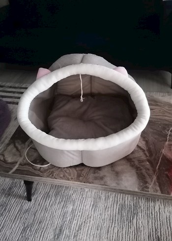 Bej Pastel Kedi Tırmalama Direği evi mama kabı - Görsel 6