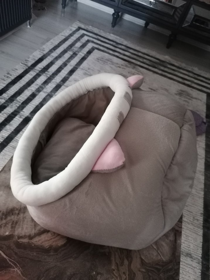 Bej Pastel Kedi Tırmalama Direği evi mama kabı - Görsel 3