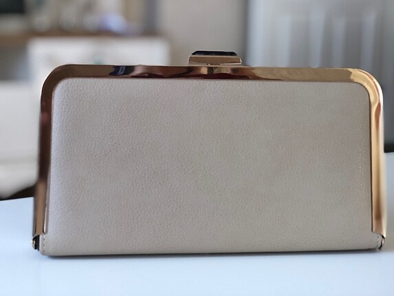 Clutch bej rengi çanta