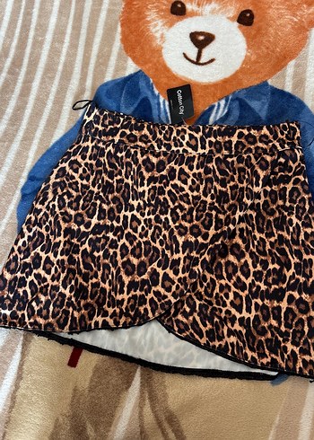 Kahverengi Leopar Desenli Mini Etek - Görsel 3