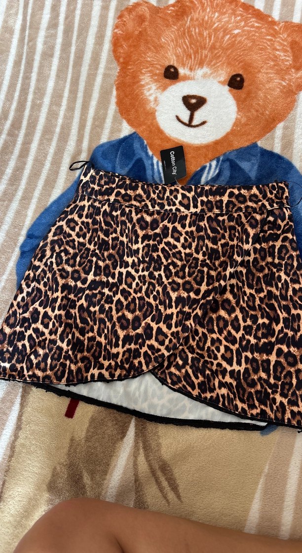 Kahverengi Leopar Desenli Mini Etek - Görsel 3