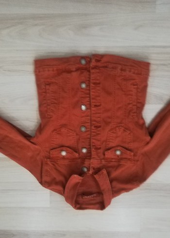 Turuncu Denim Ceket - Görsel 7