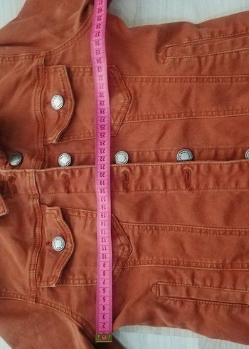 Turuncu Denim Ceket - Görsel 6