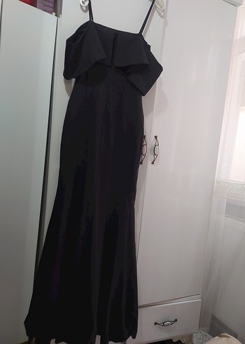 Uzun Siyah Straplez Gotik Abiye Elbise - Görsel 2