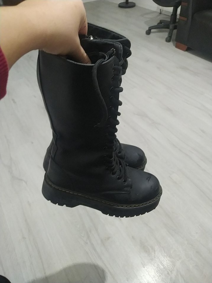 Siyah Rugan Stiletto Topuklu Punk Bot - Görsel 2