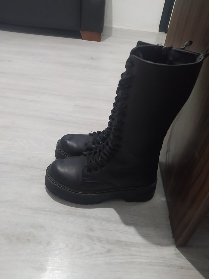 Siyah Rugan Stiletto Topuklu Punk Bot - Görsel 3