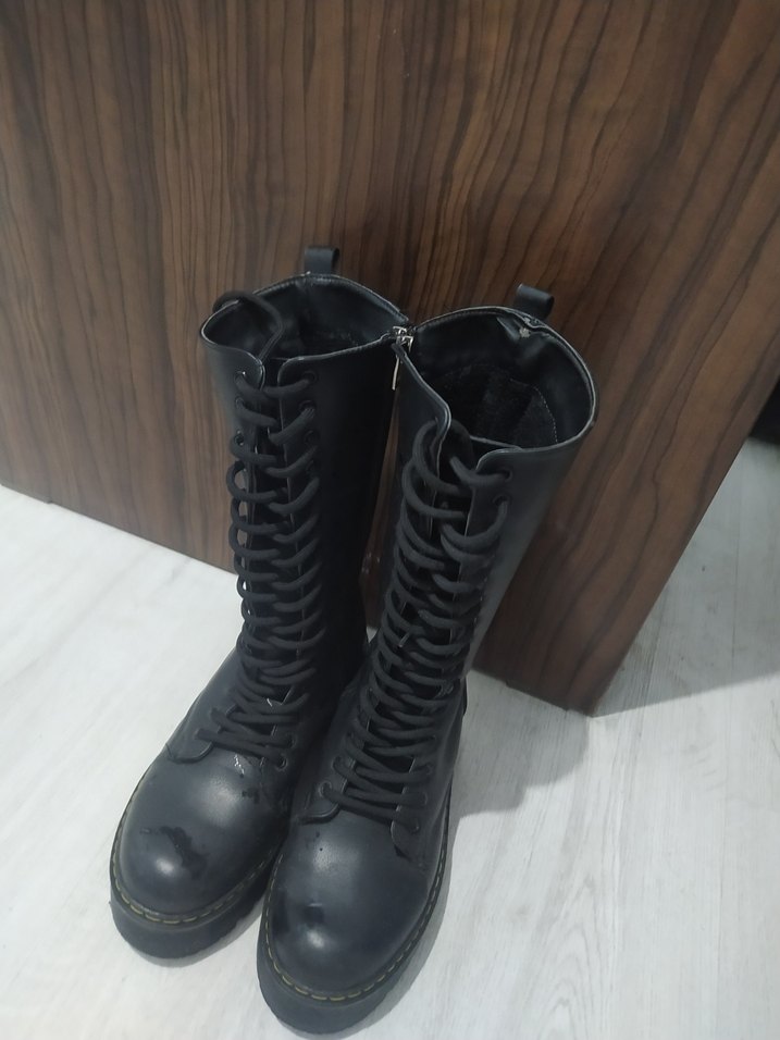 Siyah Rugan Stiletto Topuklu Punk Bot - Görsel 4