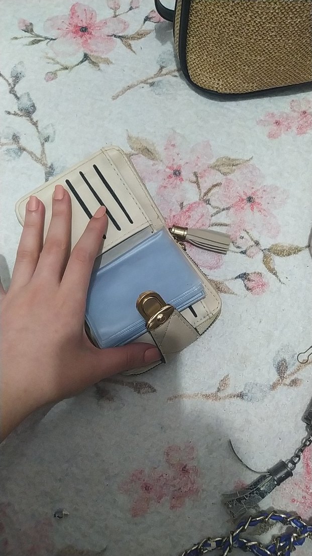 Bej Deri Bohem Kadın Cüzdanı Püsküllü - Görsel 2