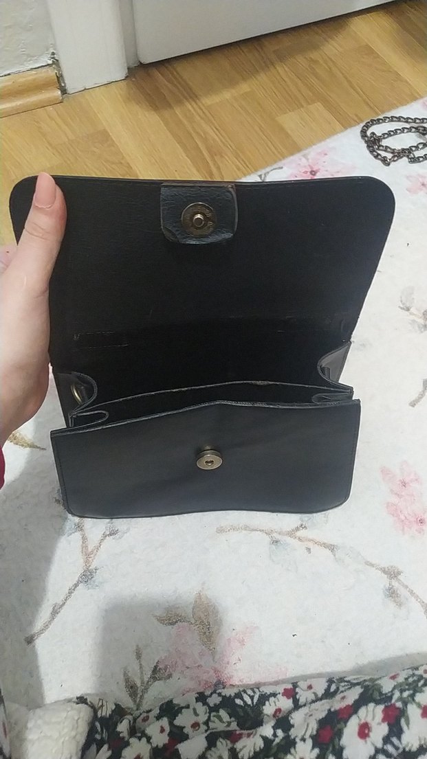 Klasik Siyah Deri Kadın Çanta - Görsel 5