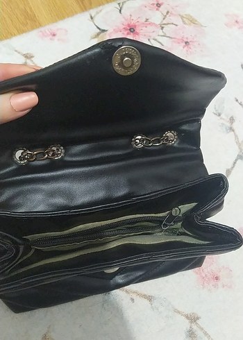 Zincir Detaylı Siyah Deri Kadın Çanta - Görsel 4