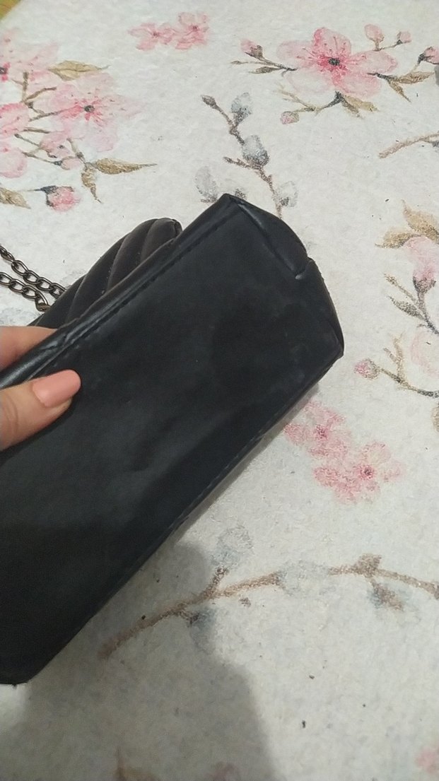 Zincir Detaylı Siyah Deri Kadın Çanta - Görsel 3