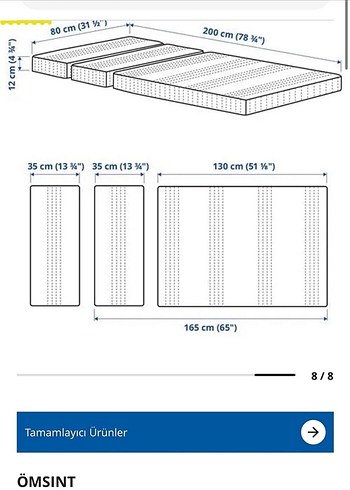 Beden beyaz Renk Ikea ÖMSİNT Uzayabilen Beyaz Çocuk Yatağı 80x200 cm