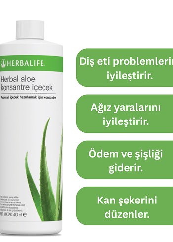 m Beden yeşil Renk Herbal Aloe Konsantre İçecek 473 ml
