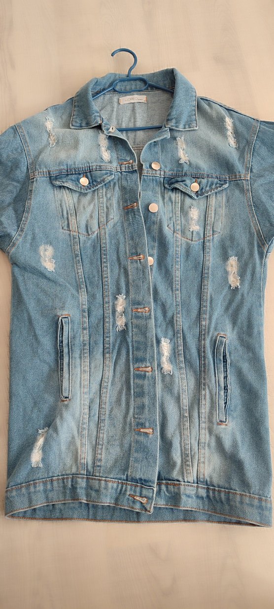 Kadın Mavi Mini Denim Ceket - Görsel 2