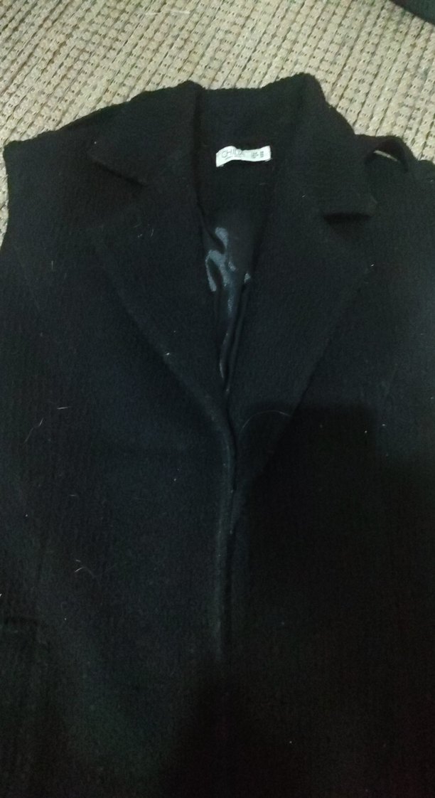 Kuşaklı Siyah Uzun Kollu Kolsuz Kadın Kaban - Görsel 3