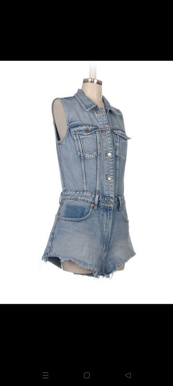 Kot Kumaşlı Kemerli Mini Tulum - Görsel 2