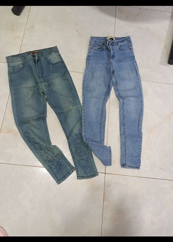 Mavi ve Gri Regular Fit Kadın Denim Pantolon - Görsel 2