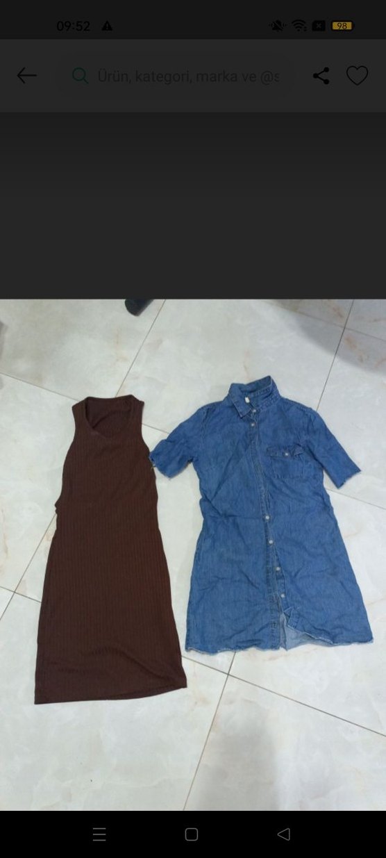 Kahverengi Yüksek Yakalı Kolsuz Midi Elbise - Görsel 2