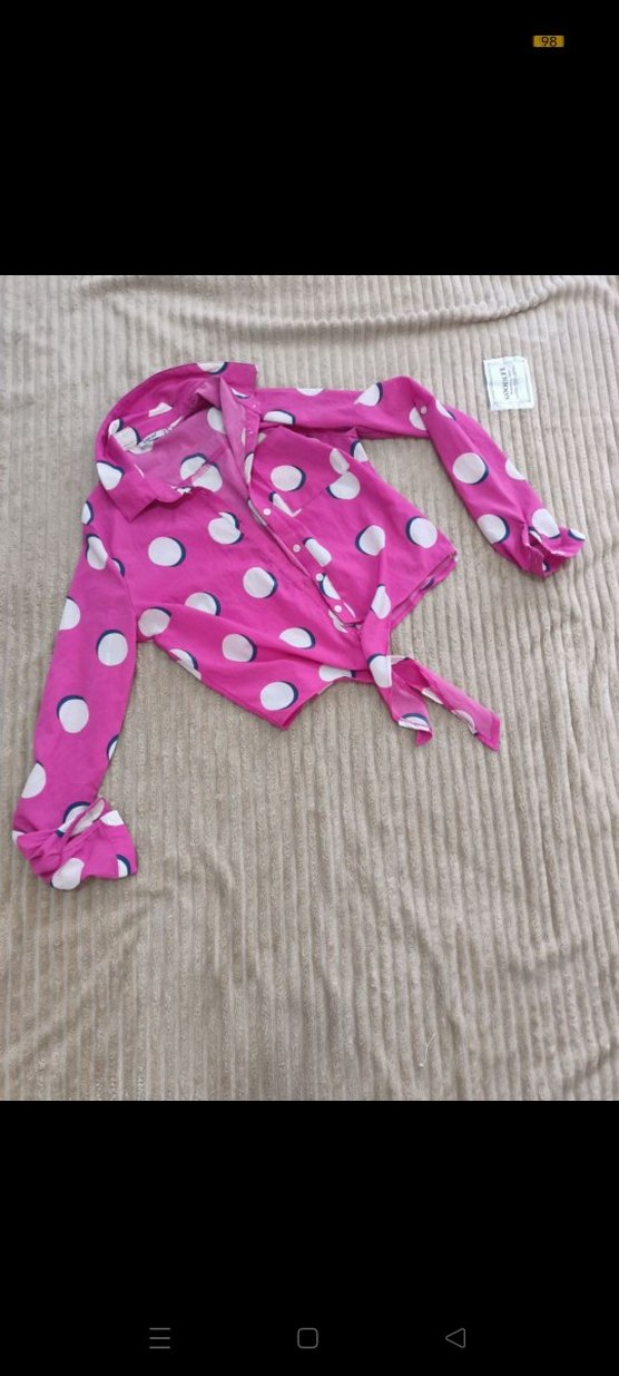 Pembe Puantiyeli Uzun Kollu gömlek - Görsel 2