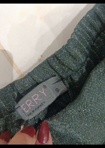 Gri Pilili Midi Kumaş Pantolon - Görsel 3