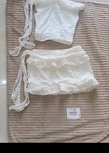 Beyaz Kadın Mini Etek Pamuklu - Görsel 2