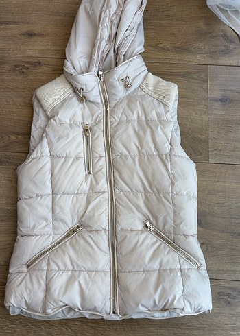 Zara. Fermuarlı Beyaz Kadın Yelek