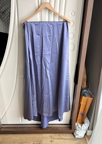 Düğmeli Straplez Mor Kadın Büstiyer ve etek - Görsel 3