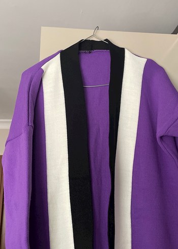 Mor Uzun Kollu Kadın hırka - Görsel 4