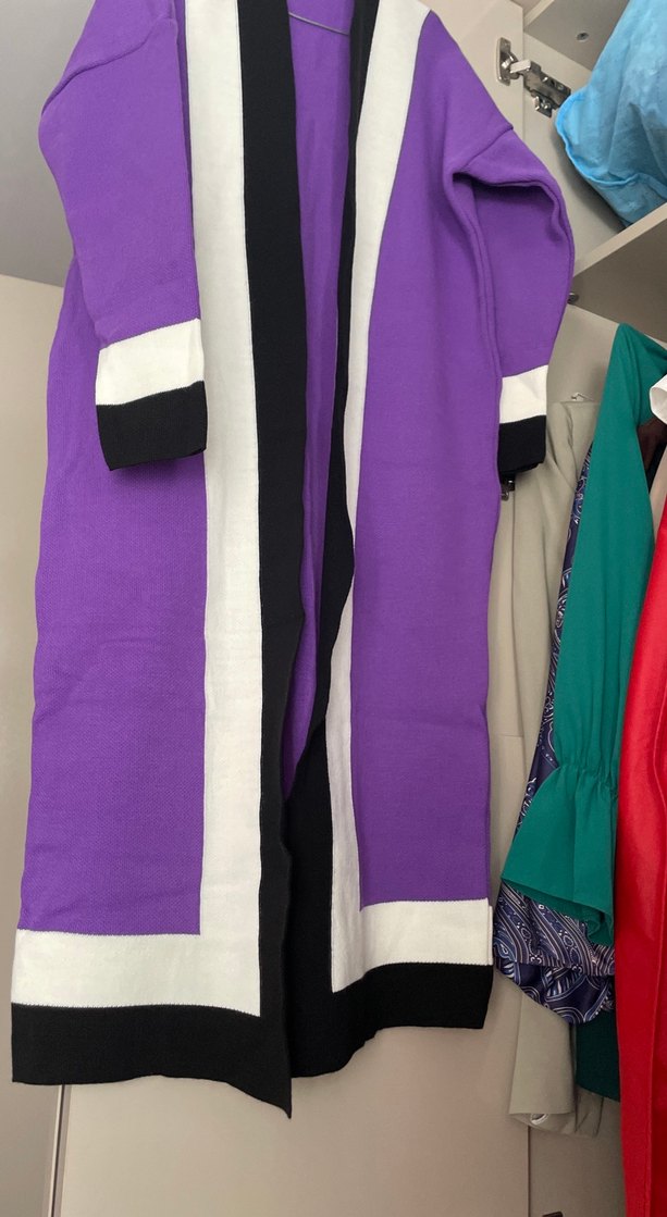 Mor Uzun Kollu Kadın hırka - Görsel 5