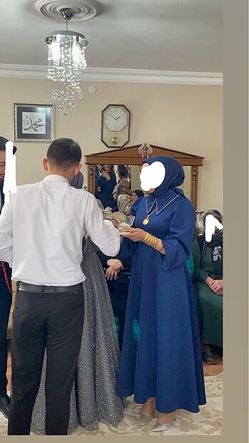 Mavi abiye elbise şık