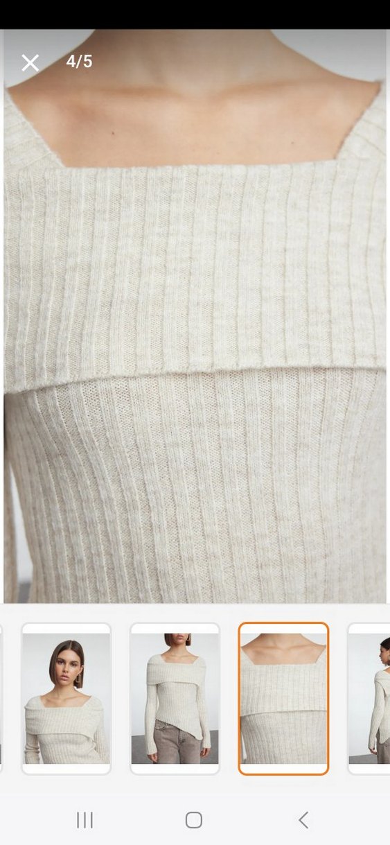 Bej Kadın Triko Kayık Yaka Kazak - Görsel 4